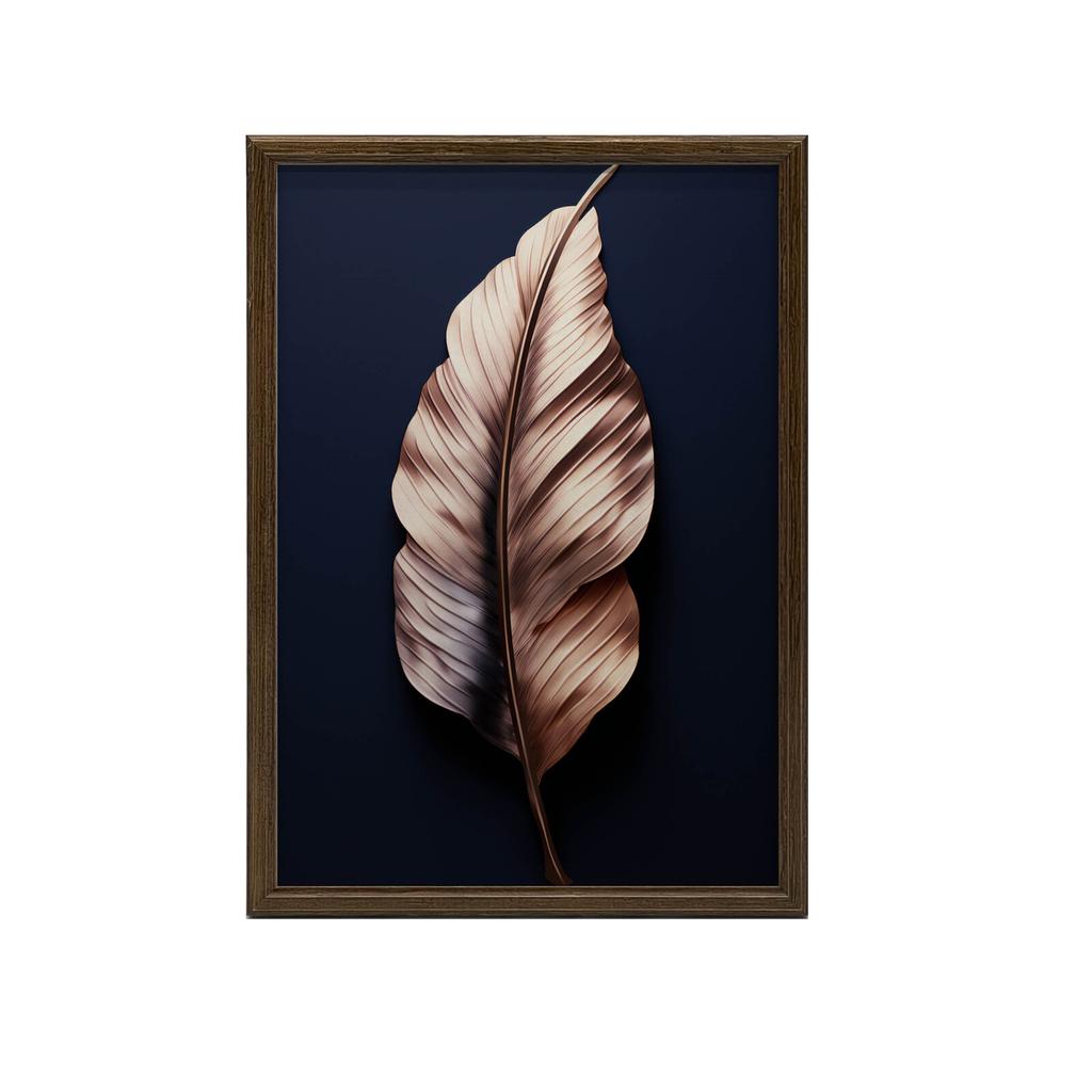Luksusowy Liść W Różowym Złocie Luksusowy Liść W Różowym Złocie, 30X40 Cm, Rama Aluminiowa Złota, Papier Matowy 230 Gsm