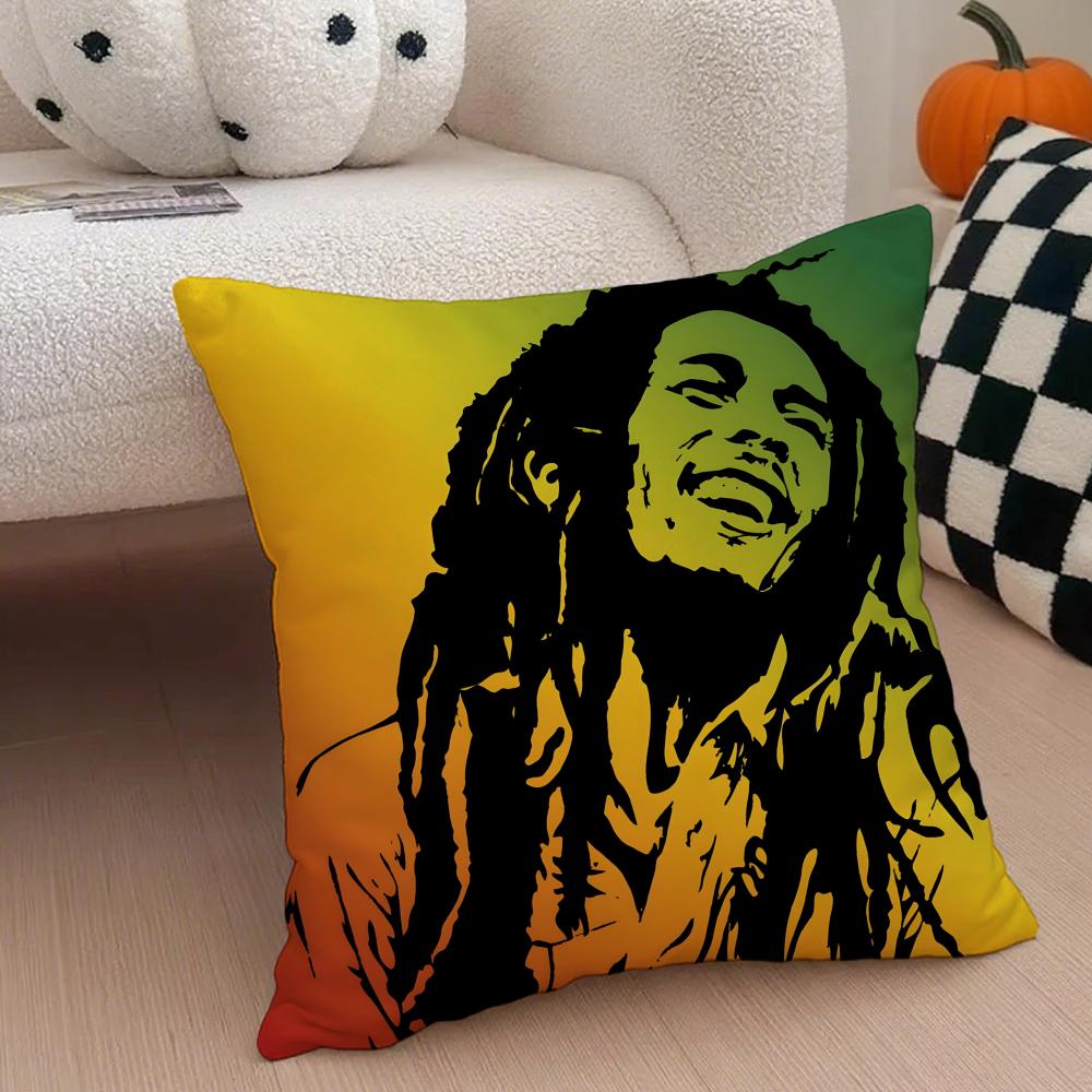 Legendary Jamaican Singer BBob MMarley Cushion Cover Throw Pillow Cover Hidden Button Durable Polyester Chair Cushion