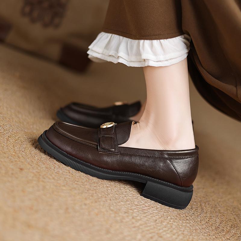 Женские мокасины весна-осень универсальные удобные толстые каблуки низкие повседневные туфли большого размера