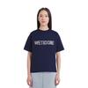 WE11DONE FW25 Повседневная футболка с круглым вырезом и коротким рукавом, унисекс, с декоративным логотипом-буквой из кристаллов WD-TT2-25-731-U-NV