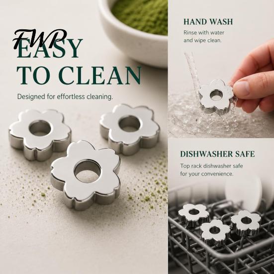 Matcha Preparation Accessories 3/4Pcs Flower-Shaped Sifting Bead, Stainless Steel Sifter Bead Weight, Japanese Tea Ceremony Tool for Clump-Free Powder
