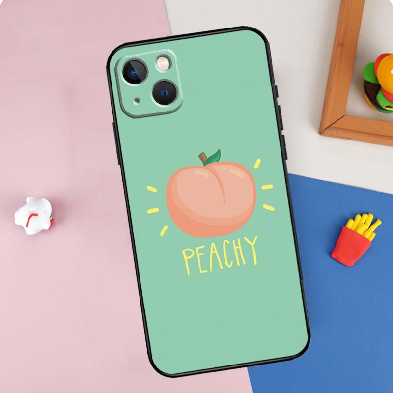 Эстетичный чехол для телефона с розовыми персиками для iPhone 16 Pro Max 11 12 13 14 15 Pro Max Mini XR 16e 15 16 Plus Защитный корпус