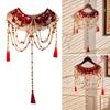 Women Girl Chinese Ancient Vintage Embroidery Butterfly False Collar Pearls Chain Tassels Yunjian Shawl Scarf Capelet