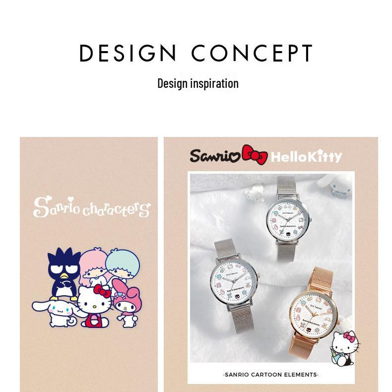 Женские кварцевые наручные часы Sanrio 2023 года, легкая роскошь - Нишевый дизайн, идеальный подарок для студентов