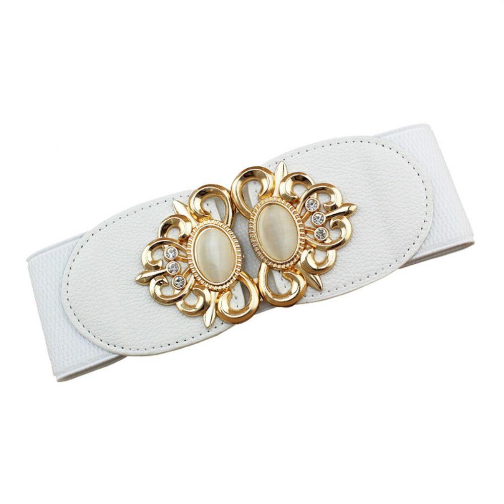 Casual Retro Buckle Waistband Wild Skirt Bands Wide Elastic Waist Belt Ladies Dress Cummerbund