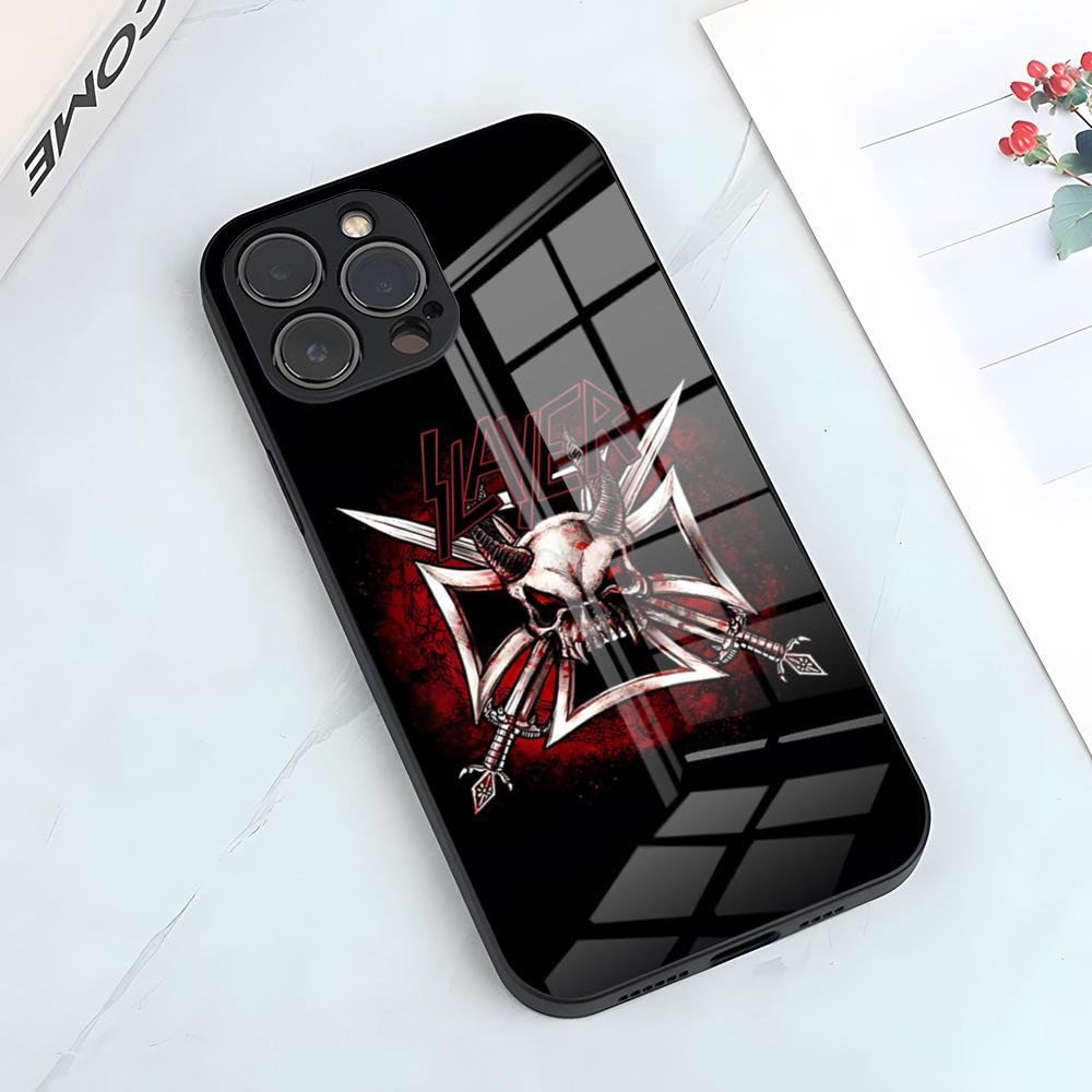 Чехол для телефона S-Slayer Metal Rock Band для iPhone 17 Pro Max 15 Pro 16 14 Plus 12 13 Mini 11 Pro Ударопрочная стеклянная крышка