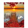 Алмазная картина Приморский пейзаж, полная круглая дрель, вышивка крестом 5D Diy Алмазная вышивка, закат, искусство, горный хрусталь, дом
