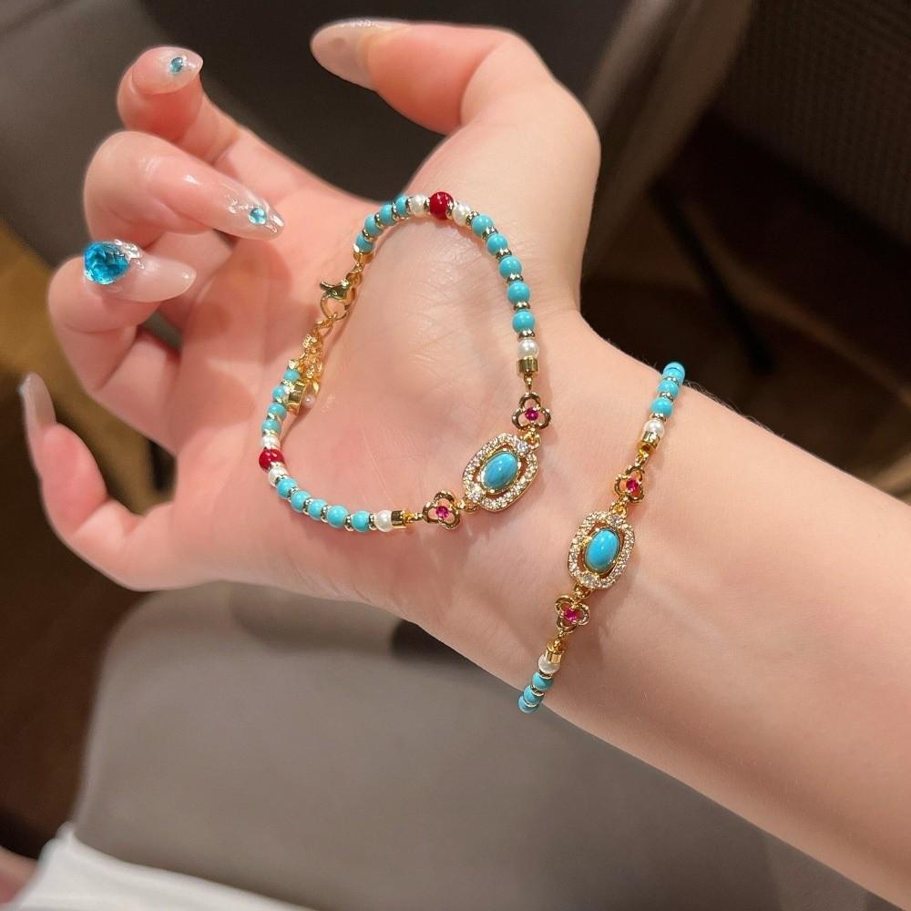 Turquoise Imitation Beaded Bracelet Adjustable Fashion Jewelrys Women's Bracelet Birthday Gifts