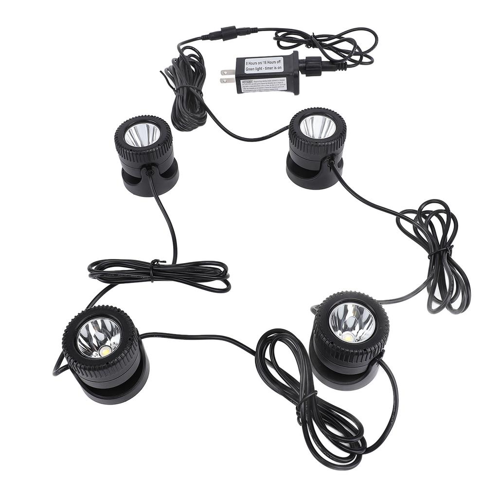 4 in 1 Pond Light with Timer Warm White 3000K to 3200K LED IP68 Water Resistant Submersible
