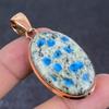 K2 Blue Azurite Gemstone Copper Jewelry Pendant 2.17"