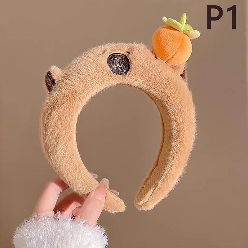 Детская плюшевая повязка на голову Kawaii Capybara, повязка для волос с рисунком аниме куклы, мытье лица, повязка для волос, осенне-зимний головной убор, подарок для девочки