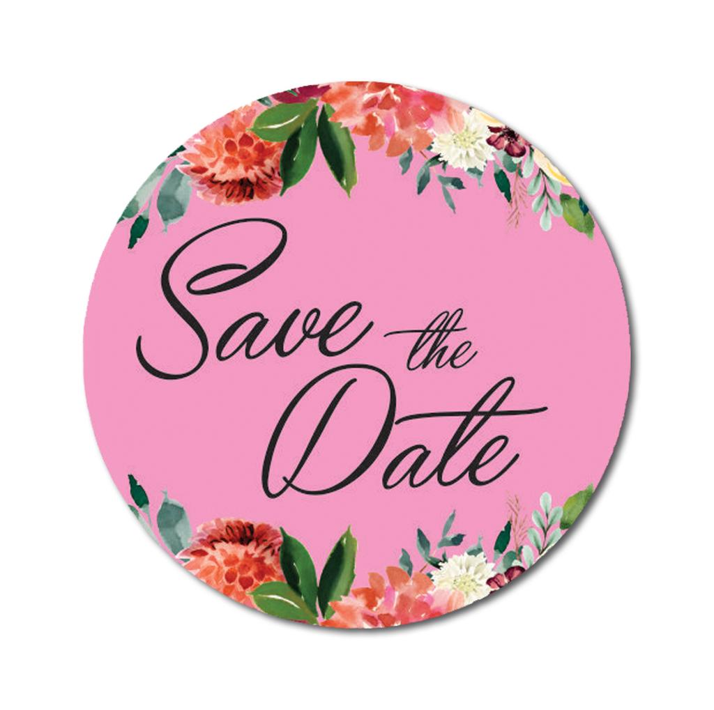 Darling Souvenir White Round 45 Pcs Chrysanthemum Floral Border Save The Date Mini Stickers-1.6 Inches