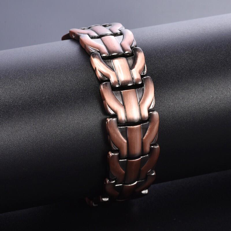 Adjustable Copper Bracelet With Magnetic Vintage Dragon Motif Geometric Design Unisex Jewelry