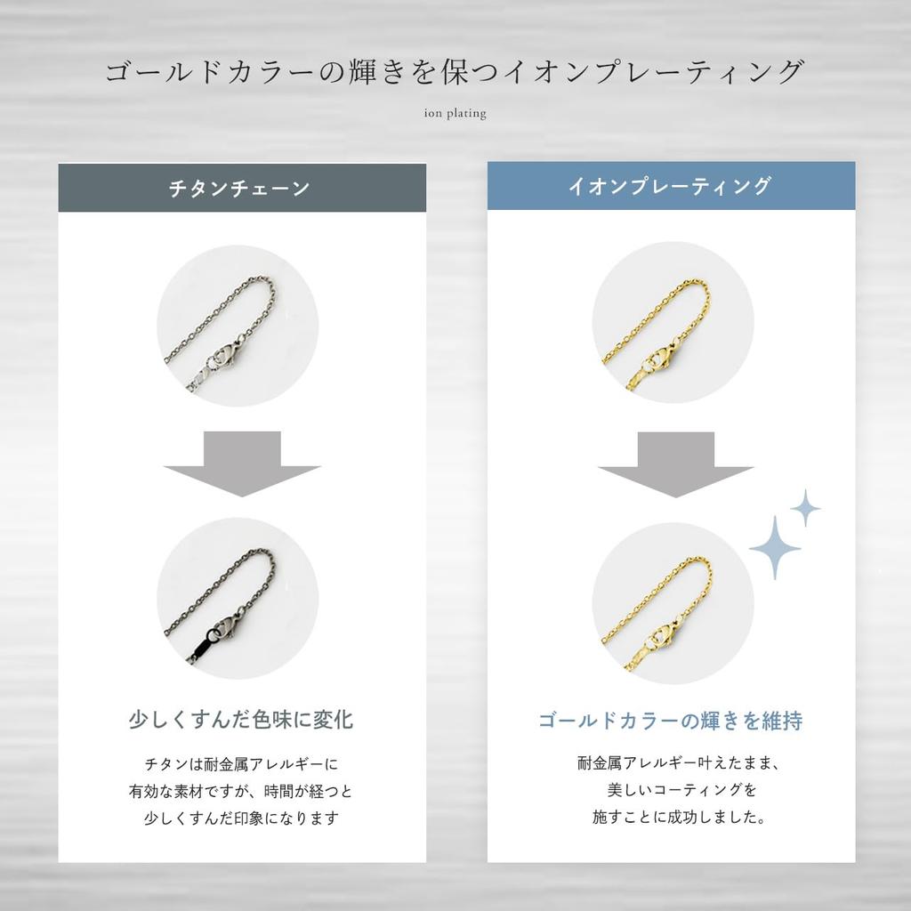 Titanium Necklace Kihei Gold 60cm Metal Allergy Compatible Men's Women's 3.3mm