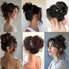 MISSQUEEN Synthetic High Bun Messy Bun Wig With Hair Extension Ponytail Band Elastic Rubber Band High Bun Ponytail Wig Extension Curly Ponytail Lady