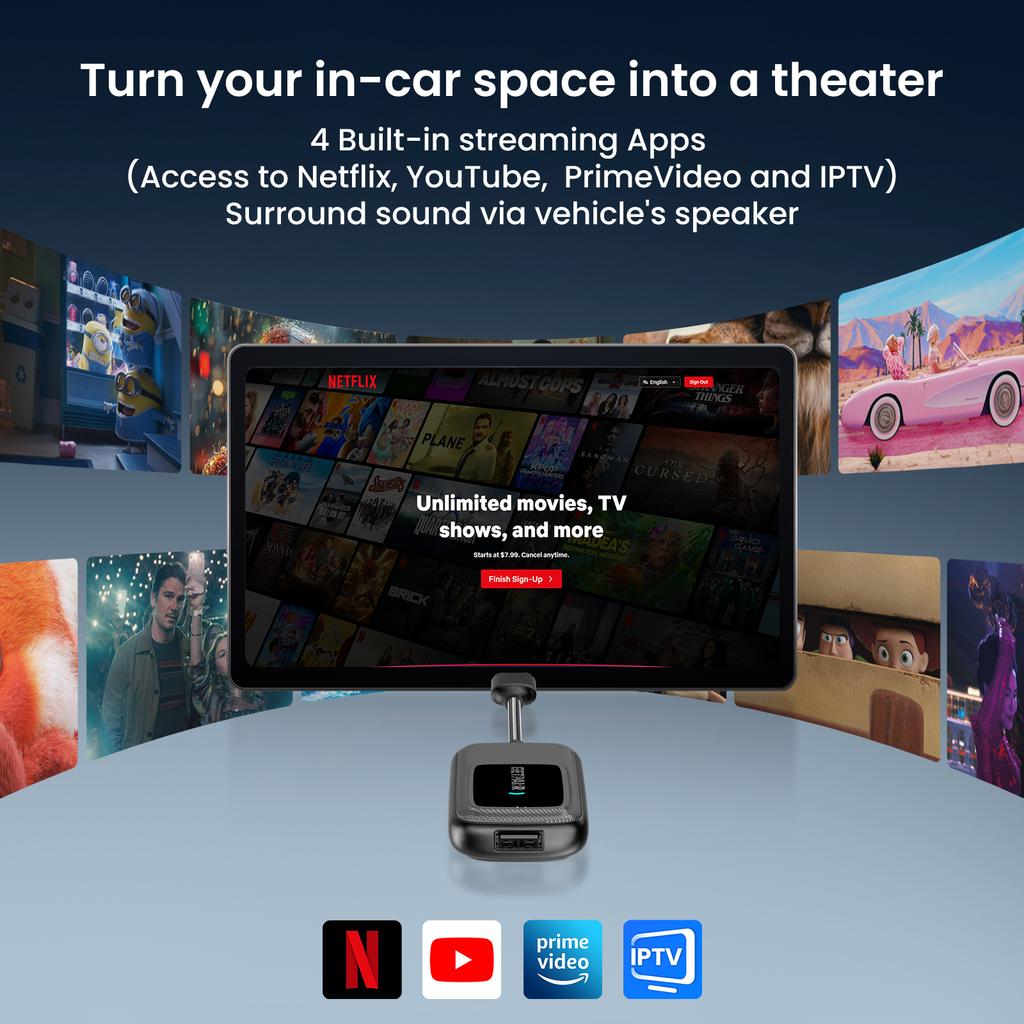 Getpairr Play2Video Ультра Беспроводной Адаптер Carplay Android Auto 5.2 Wi-Fi Встроенный Youtube Netflix Видеобокс Для 98% Автомобилей