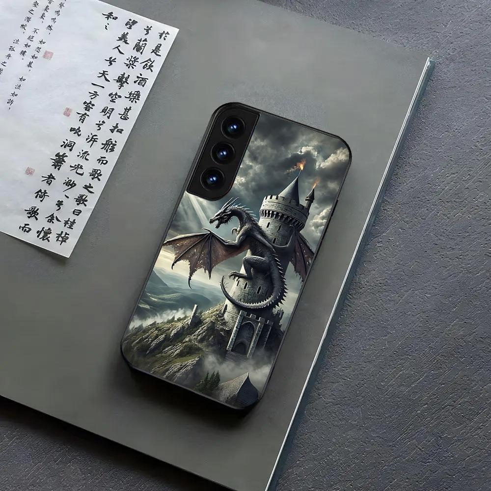 Чехол для телефона Дракон для Samsung S24, S25 22,30,Note20,Ultra,Lite,Ultra5G,Plus,FE Черный чехол