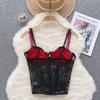 American Style Niche Style Sexy Sexy Thin See-through Lace Crocheted Camisole Women's Inner Wear Outer Wear Western Style Top