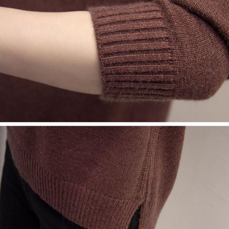 Осенне-зимний женский свитер, пуловер с круглым вырезом, вязаный свитер, свободный однотонный свитер с длинными рукавами