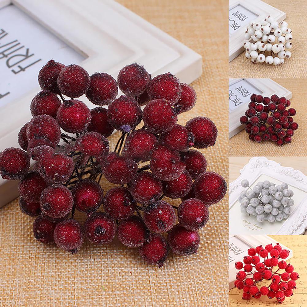40pcs Mini Christmas Foam Frosted Fruit-Artificial Holly Berry Flower Home Decor