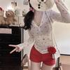 2025 Y2K Hot Girl Slimming Print Mesh Cardigan - Two-Piece Long Sleeve Sunscreen