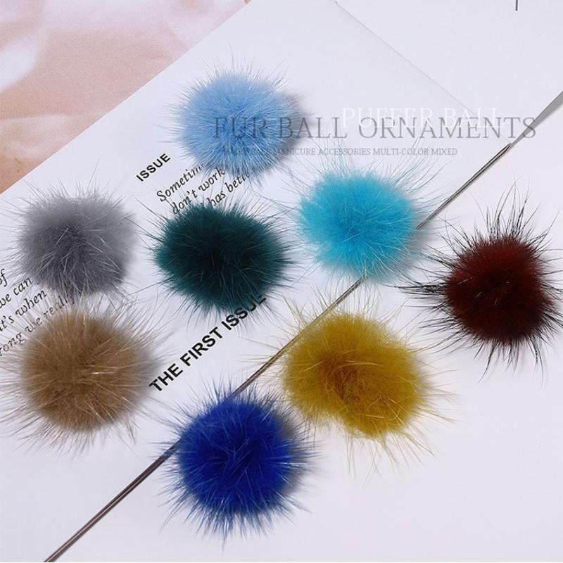 Аксессуары для ногтей, шарики для волос, магнит, съемный 3D пушистый аксессуар для ногтей, набор шариков для волос