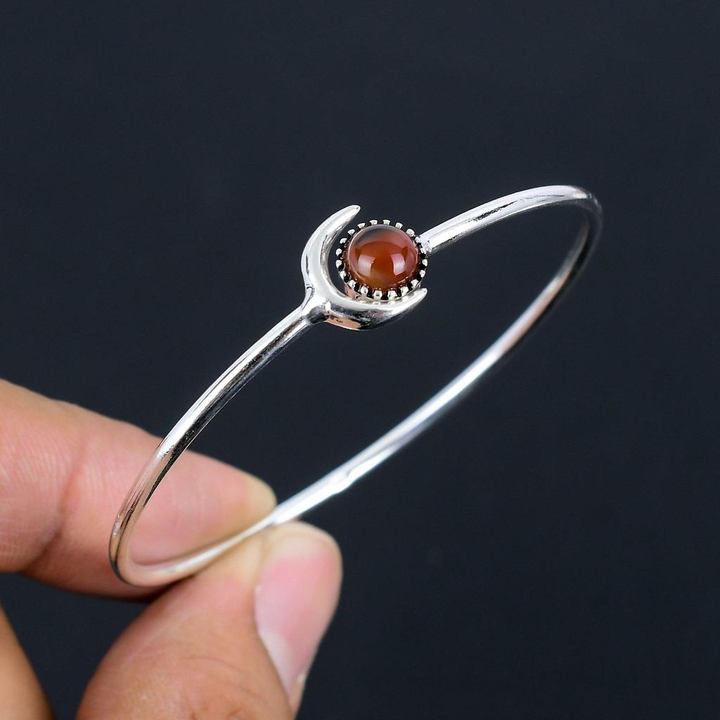 Браслет в форме полумесяца: выберите цвет из натуральных драгоценных камней | Серебро 925 пробы | Филигранный браслет | Серебряные браслеты ручной работы для женщин и девочек