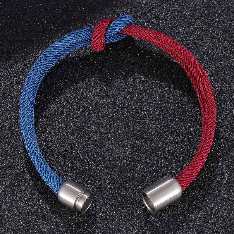 Мужской и женский браслет с цветным узлом, кожаная пряжка из нержавеющей стали, стиль «Морской стиль», ювелирные изделия в стиле «Дружба», браслеты