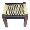 Wooden Chowki with Beige & Black | Chowki | Wooden Stool | Chowki (16 X 16 X12) Inch