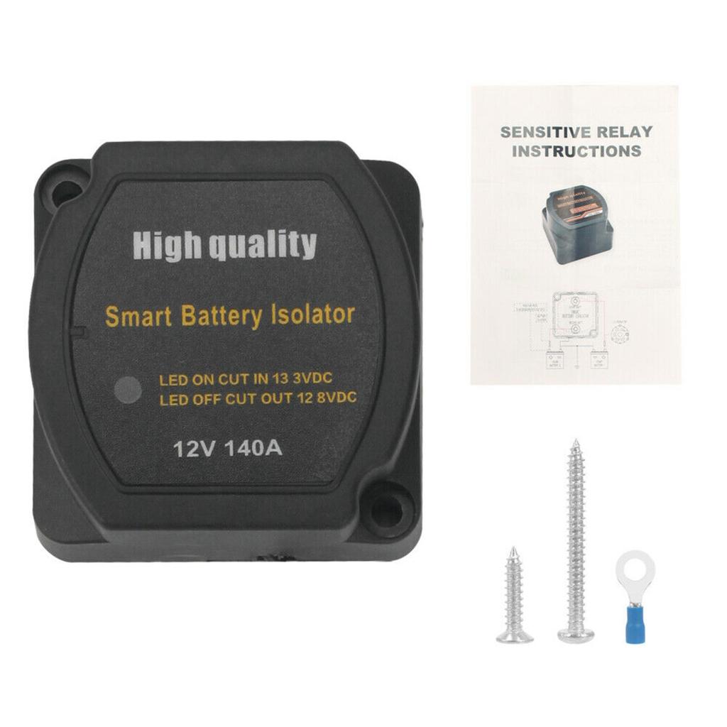 Dual Battery Smart Isolator 12V 140A IP65 Waterproof Voltage Sensitive Split Charge Relay Suitable for Campervans RVs Yachts SUV