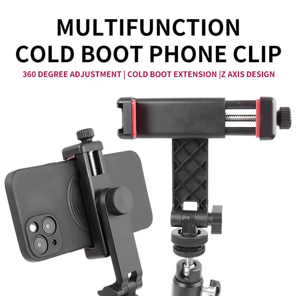 KY18 DSLR Camera Phone Holder Live Streaming Photography Cold Shoe Mount Rotating Cellphone Clamp