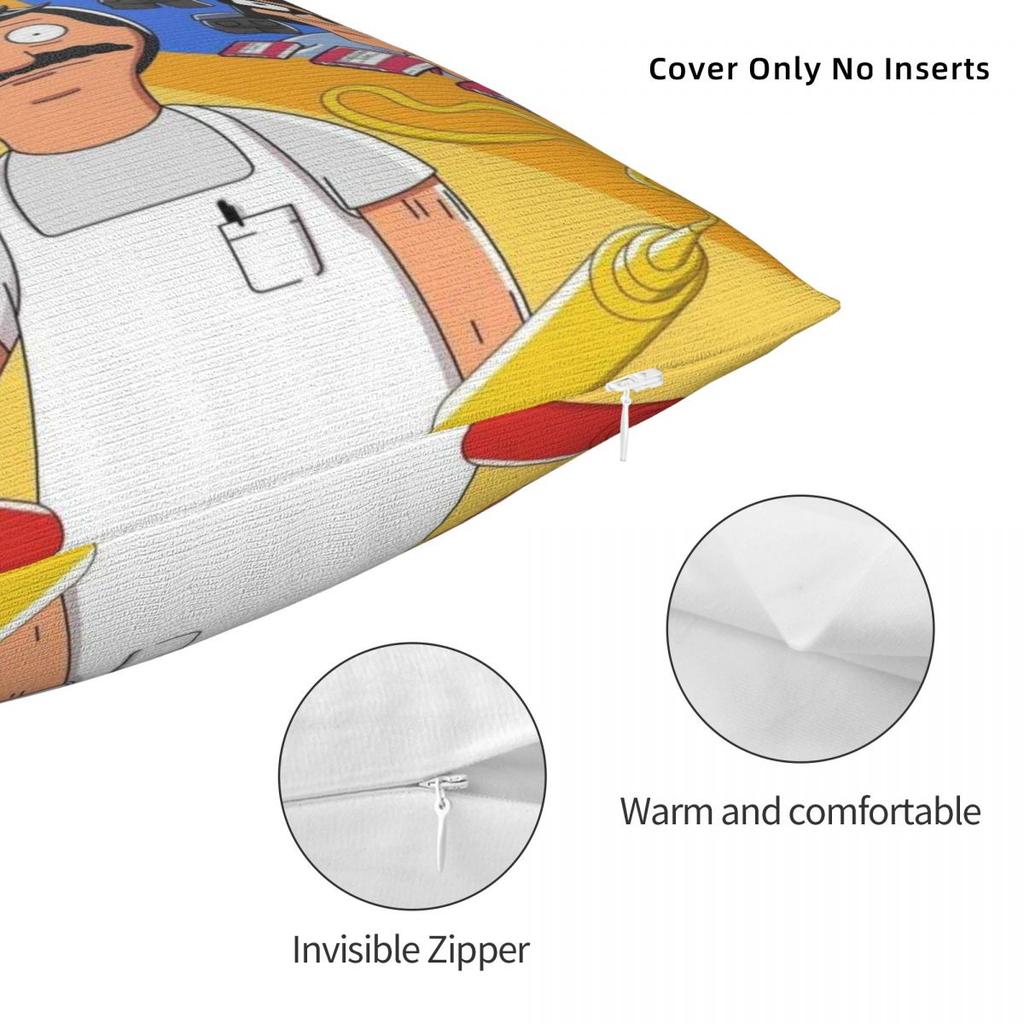 Soft And Sweet Bedroom Bobs Funny B-Burgersdecoration Pillowcases Merch Pillow Covers Square Multiple Sizes