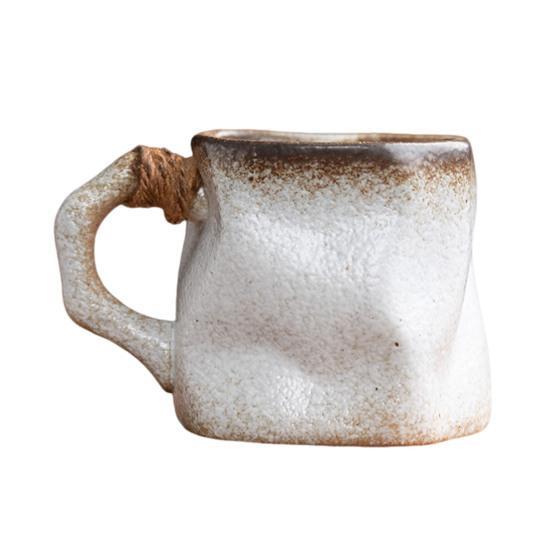 Керамическая кружка ручной работы 320 мл Винтажная чашка для чая и кофе с ротанговой ручкой Креативный спиральный дизайн Градиентная глазурь Посуда для напитков Домашний декор Подарки