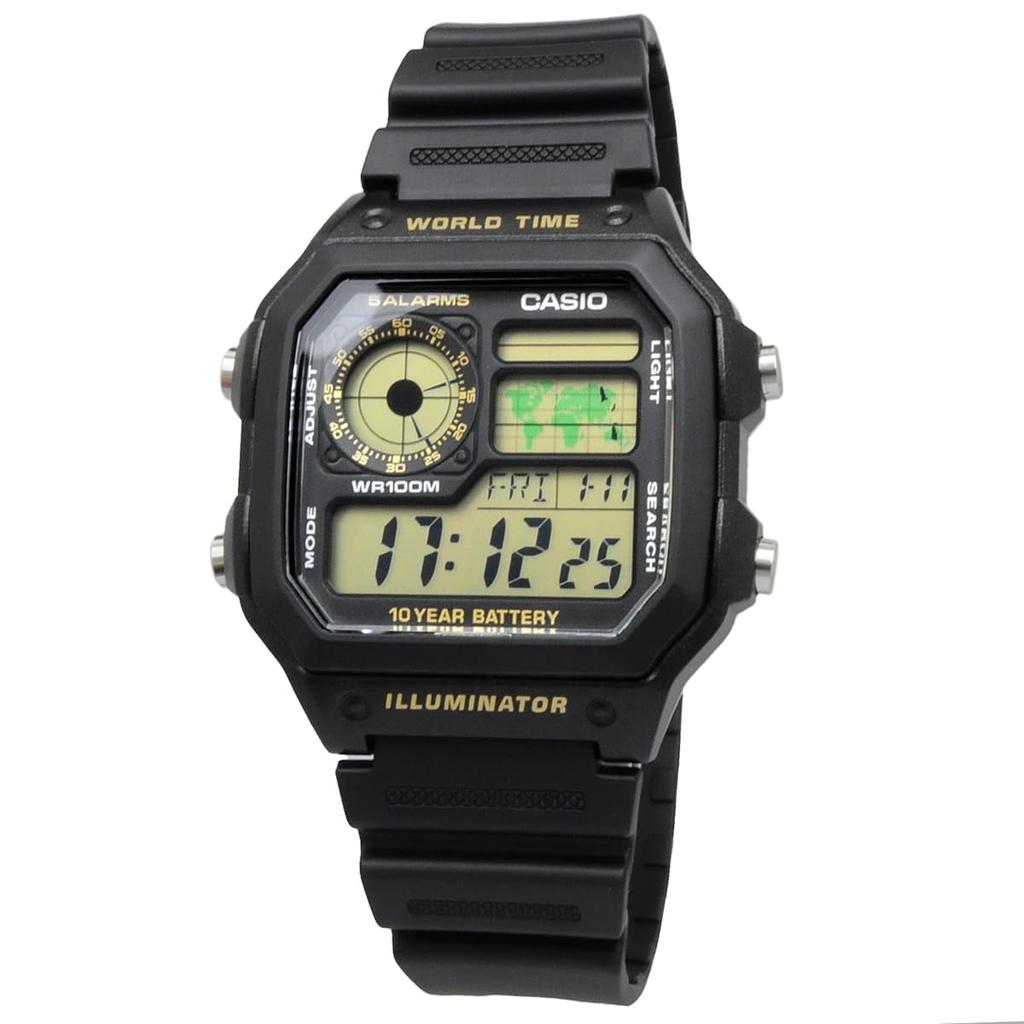 Casio Цифровые часы Мировое время Черный Золотой ЖК-дисплей Международная модель [Casio] AE-1200WH-1BV