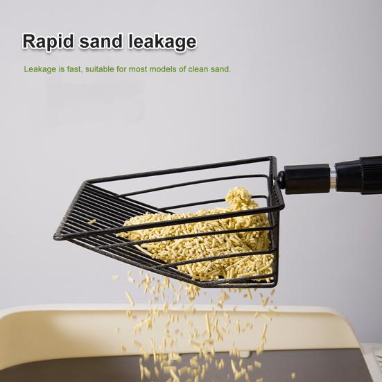 Металлический совок для кошачьего туалета, многоразовая сверхмощная лопата для просеивания со съемной регулируемой длинной ручкой для собак в курятнике