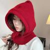 Windproof Knitted Balaclava Hat Woolen Pullover Cap Cute Hooded Cap Outdoor