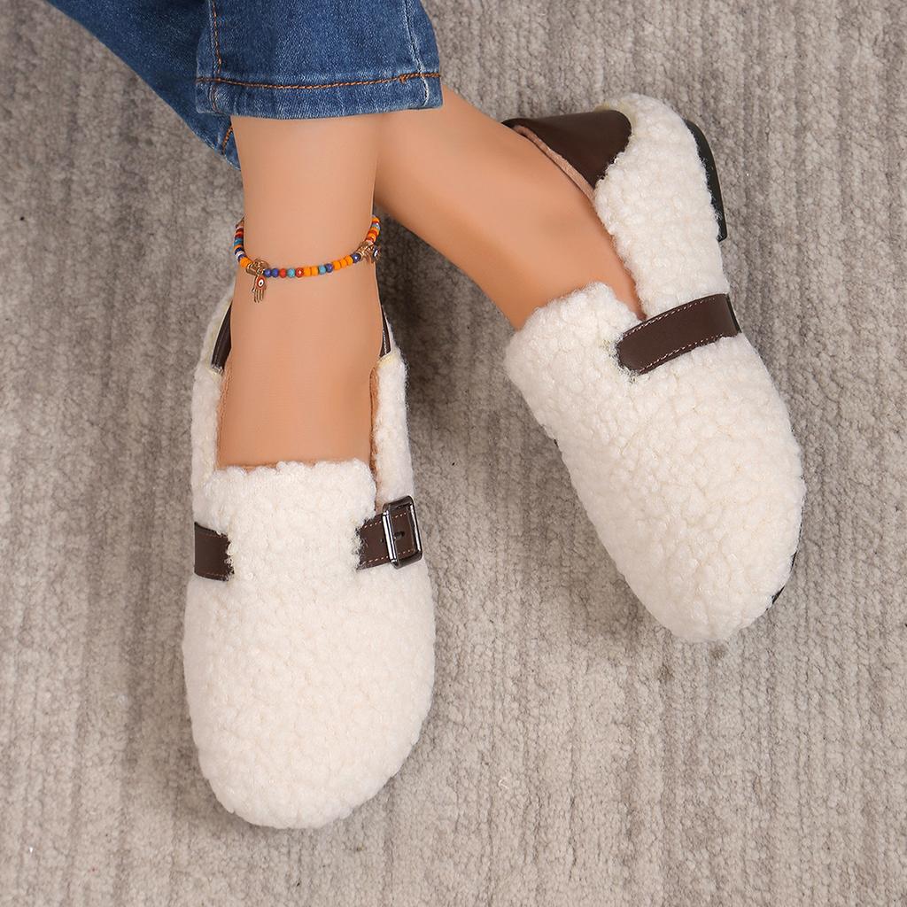 Lamb Wool Soft-soled Cotton Shoes, Fleece and Thickened Warm Bean Shoes, Fashionable Cotton Shoes and Wool Shoes
