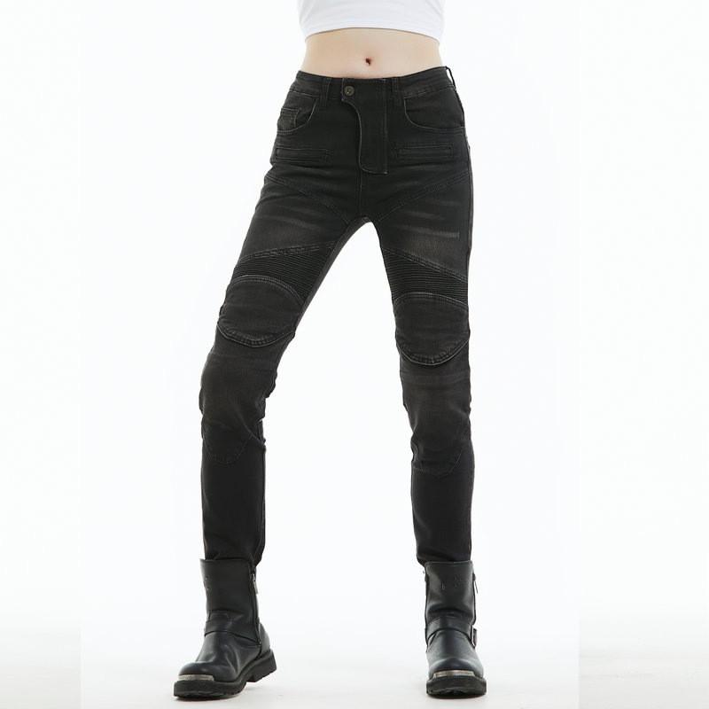 Womens Motorcycle Jeans Vintage Stretch Protective Riding Pants Outdoor Biking Racing