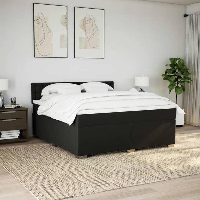 Maison Exclusive - Sommier à lattes de lit avec matelas Noir 180x200 cm Tissu