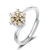 Bague Ringen Кольцо из стерлингового серебра 925 пробы, 1 карат, муассанит, ювелирные изделия с бриллиантами, снежинка, регулируемые кольца с шестью когтями для женщин