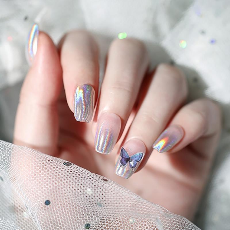 Ногти Аврора Жемчужный Серебряный Глиттерная Пыль Хром Лунный Серебряный Втираемая Пудра Ракушка Зеркальный Пигмент Материалы для Нейл-Арта Декор