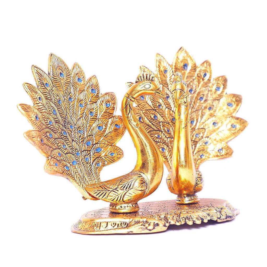 Металлическая статуя павлина двойных влюбленных, экспонатная фигурка - стандарт, золото