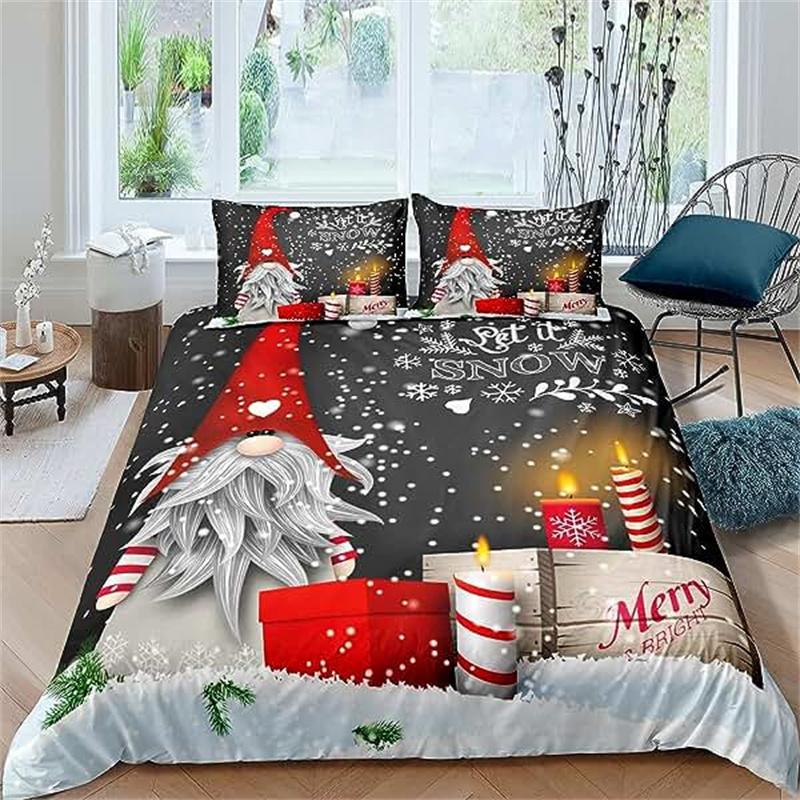 Christmas Duvet Cover Gold Reindeer Bedding Set Boys Girls Room Decor Blue Christmas Tree Comforter Cover Western New Theme