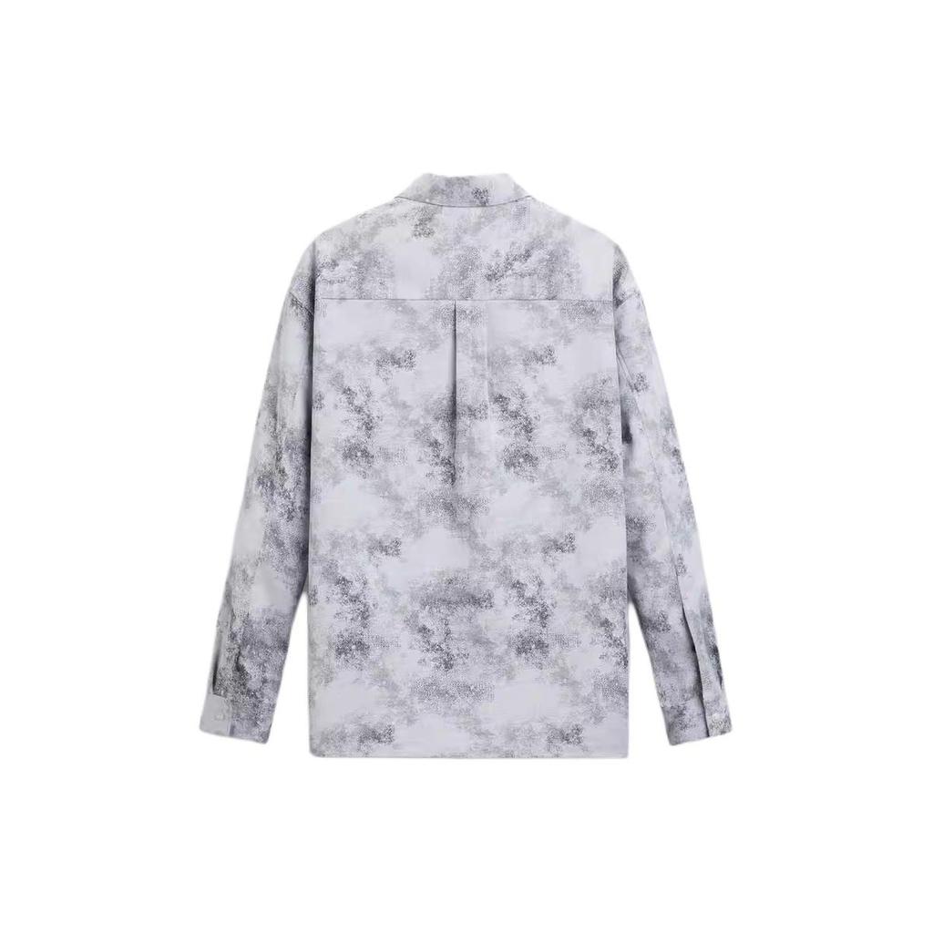 Zara Повседневная рубашка с длинным рукавом из абстрактного жаккарда, мужские рубашки, серая 9621551-802