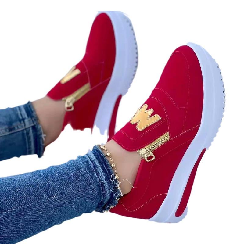 Женская обувь весна-лето дышащая повседневная обувь с боковой молнией большого размера на платформе из искусственной кожи вулканизированная обувь Zapatillas De Mujer