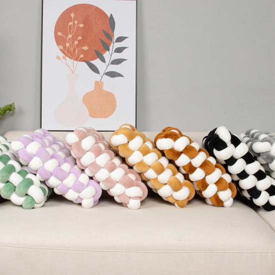 Завязанная квадратная подушка Мягкая подушка ПП Хлопковый наполнитель Дышащая, приятная для кожи, износостойкая, декоративная тканая подушка для домашнего офиса