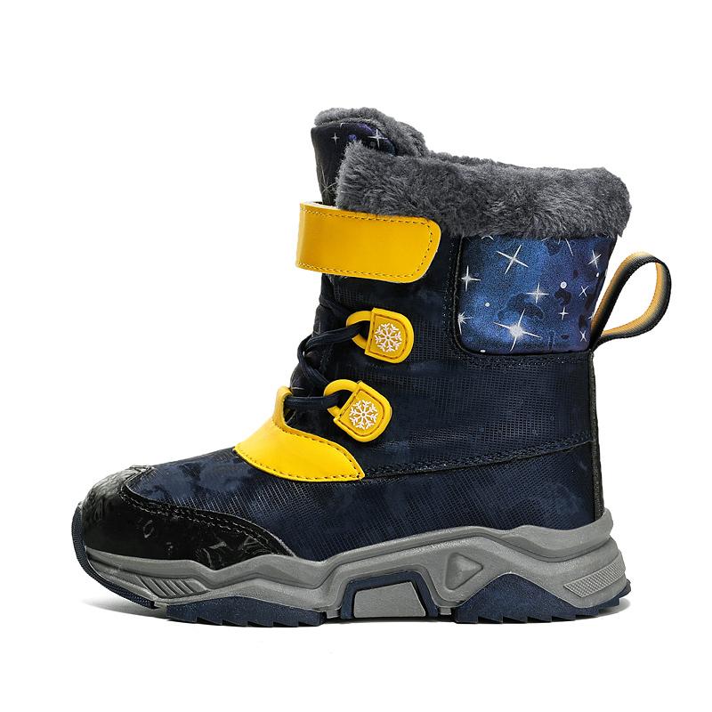 Children Warm Snow Boots Kids Winter Cotton Shoes Non-slip Snow Outdoor Warm Plush Boots High Top Warm Furry Footwear Waterproof Warm Sneakers