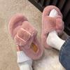 Fashion Women's Slippers 2024 New Casual Plush Fluffy Slippers Solid Color Indoor Warm Home Fashion Belt Buckle Outdoor Cotton Slippers