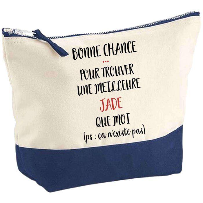 Trousse de maquillage - PLANETEE - Design personnalisé «Jade ça n'existe pas» - Grand format - Coton - Impression HD