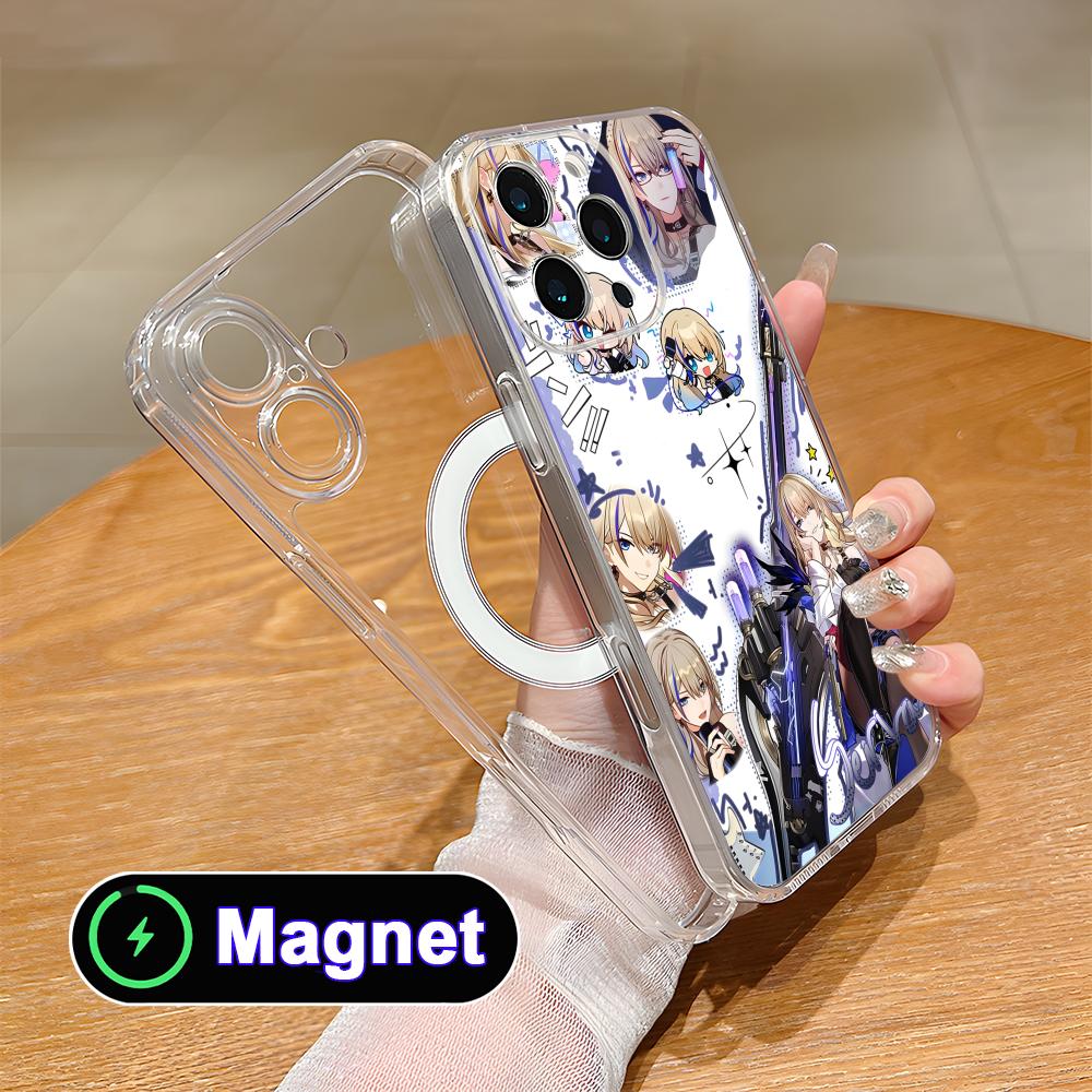 HSR Serval Прозрачный TPU Magsafe Чехол для Мобильного Телефона для iPhone 17 16 15 14 13 12 11 Air Pro Max Plus Mini Цветной Чехол